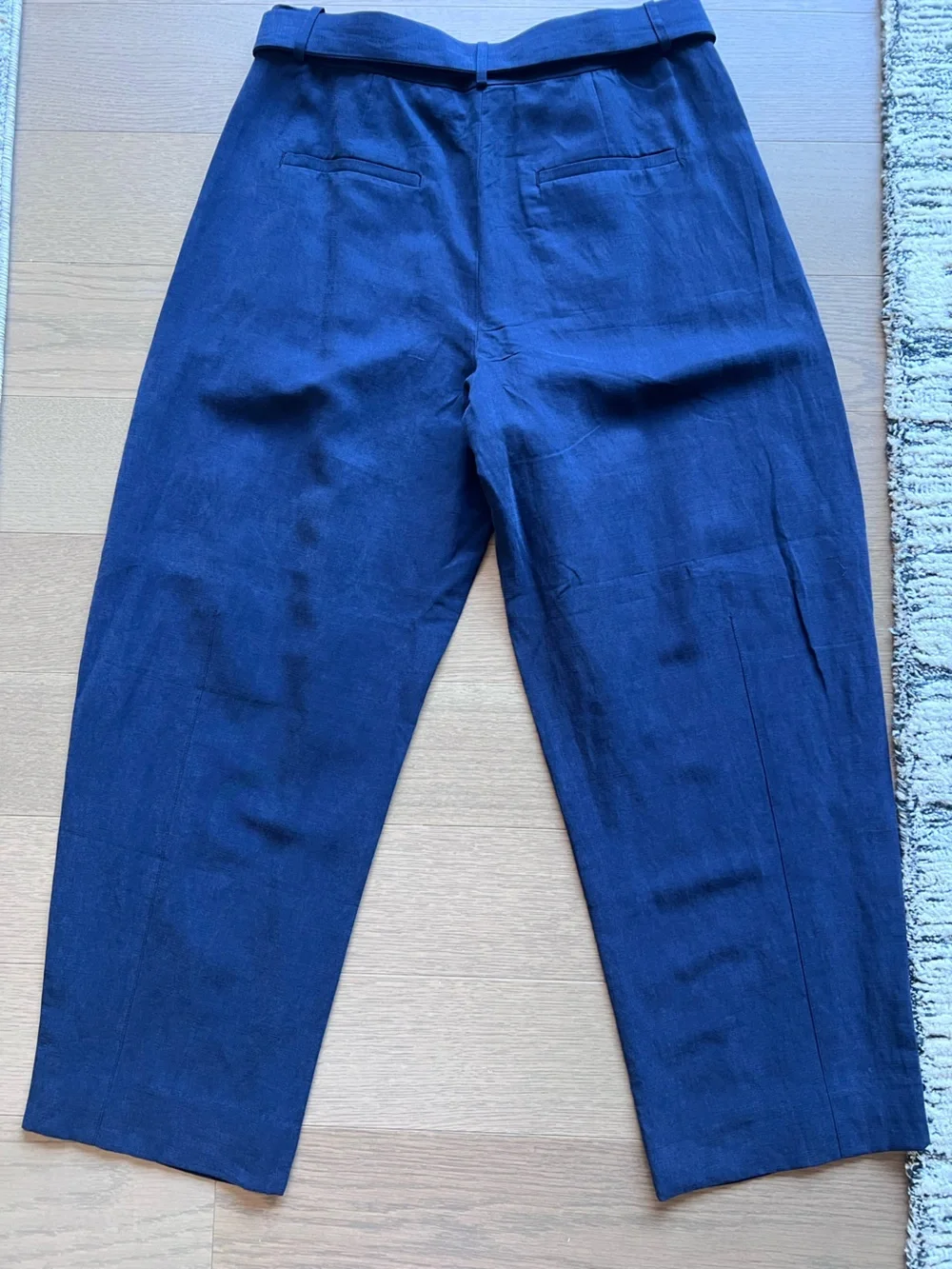 Banana Republic High-Rise Barrel Tencel Linen Pant 8 NAVY | NWOT